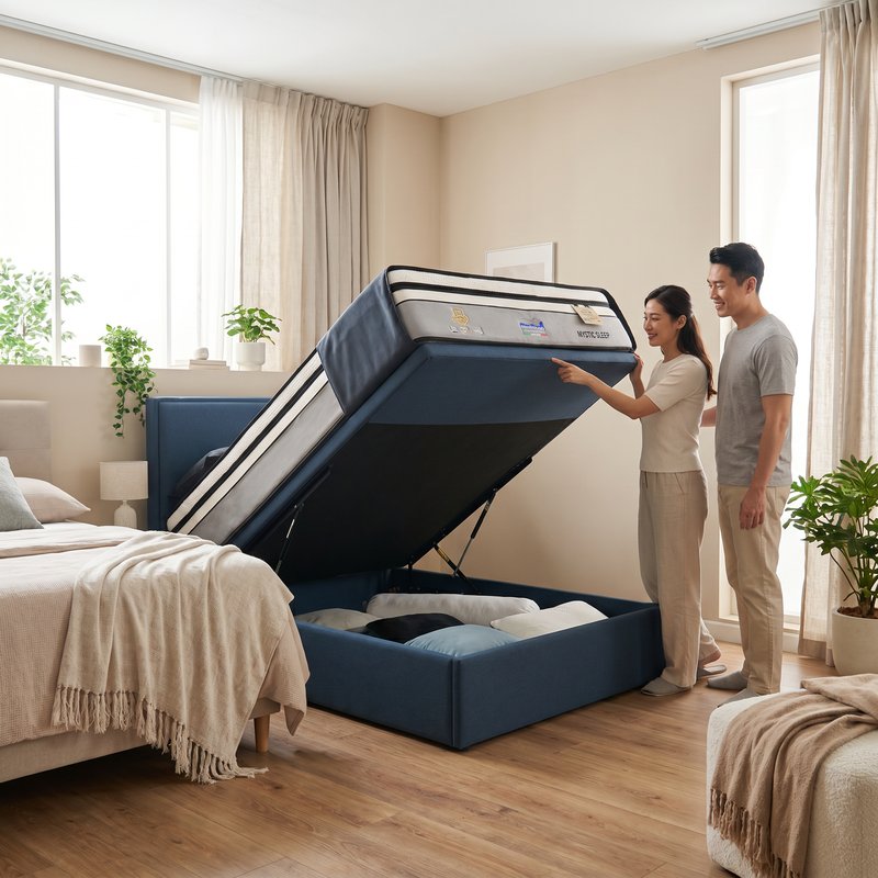Rozel Furnishing Queen Cooling Mattress + Storage Bed